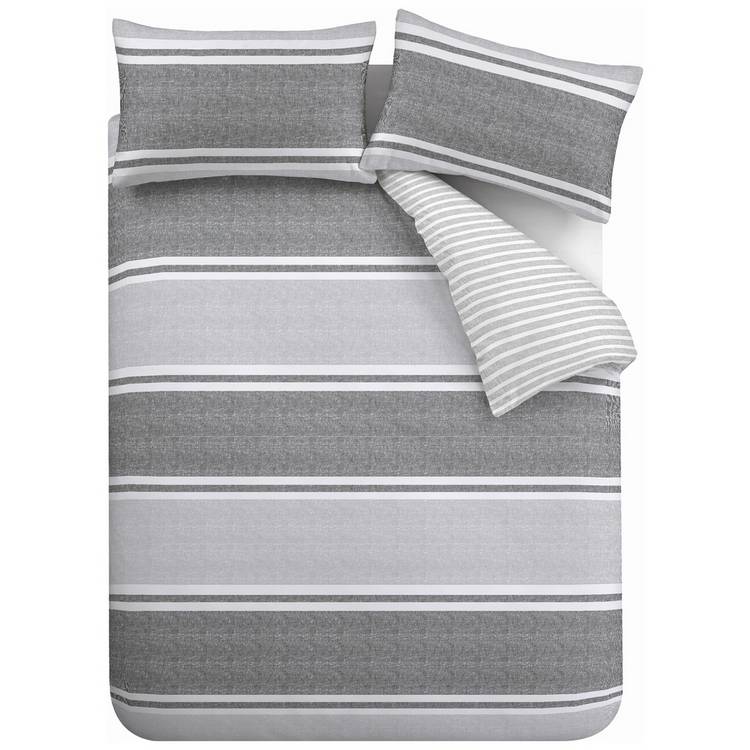 Catherine Lansfield Textured Bands Grey bedding set single - British product