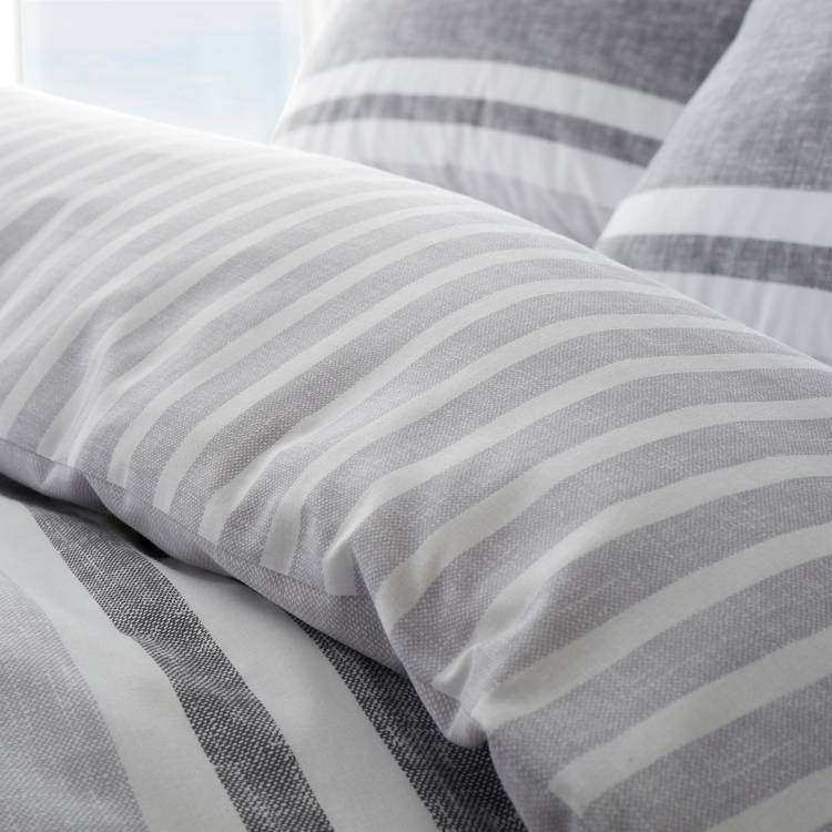 Catherine Lansfield Textured Bands Grey bedding set single - British product