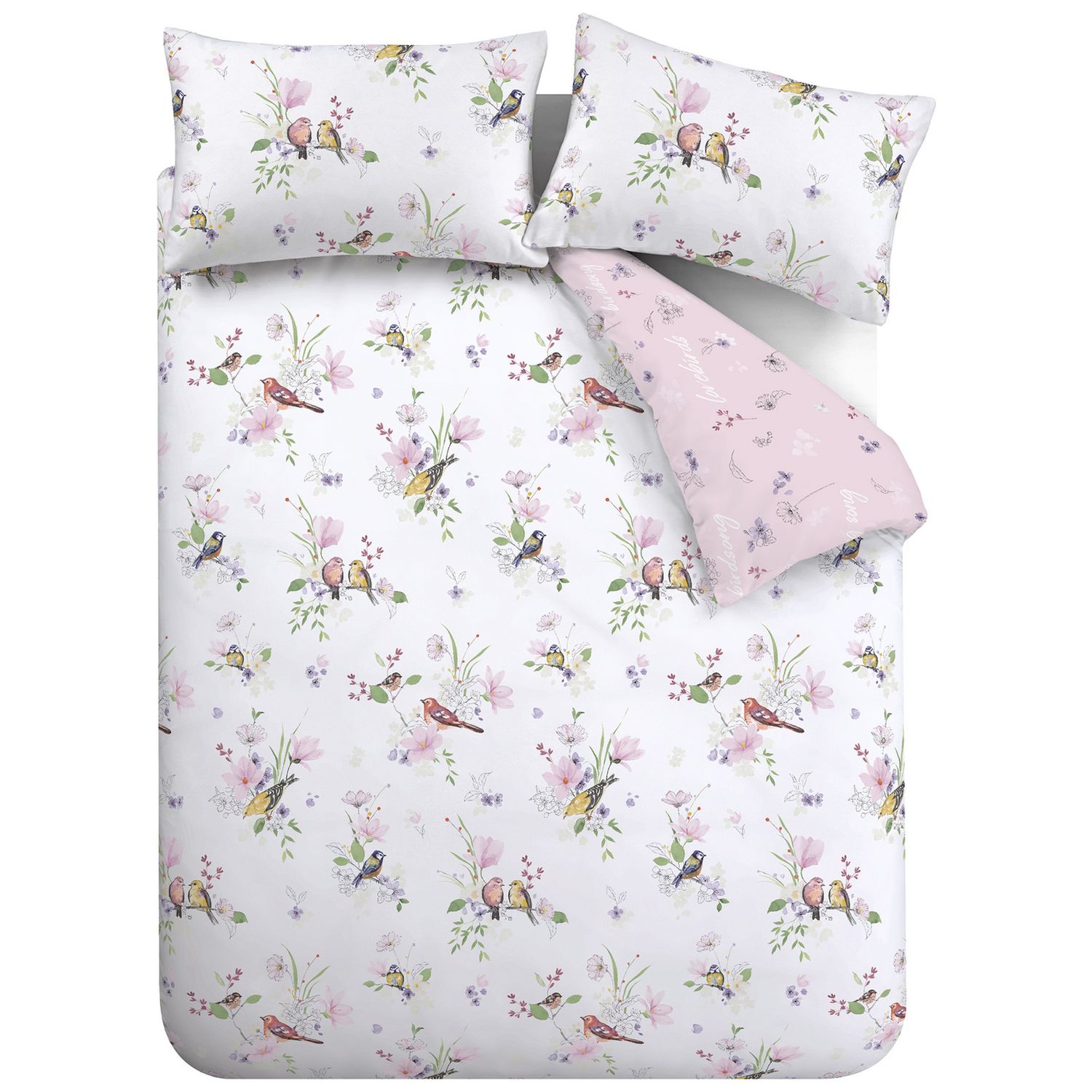 Catherine Lansfield Songbird Pink bedding set single, imported from the UK