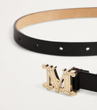 Max Mara leather belt monogram gold-tone buckle 1.5cm - British product