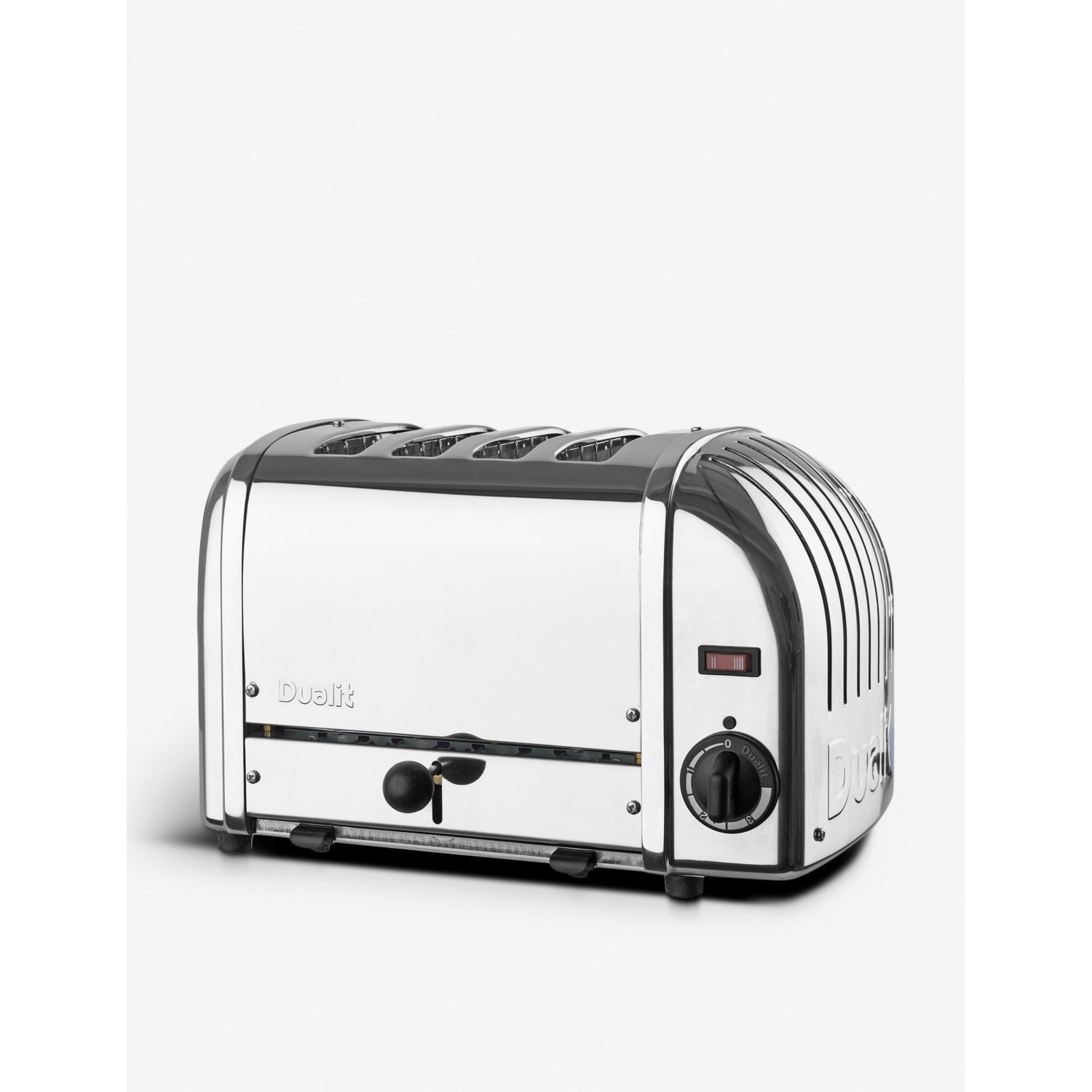 Classic four-slice toaster with stainless steel body, imported from the UK