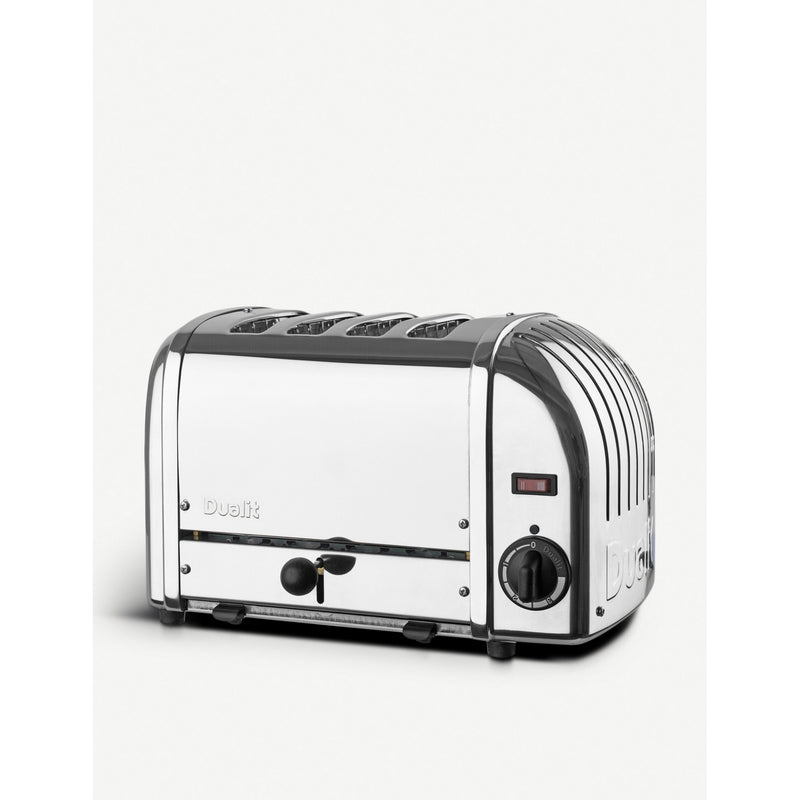 Classic four-slice toaster with stainless steel body, imported from the UK