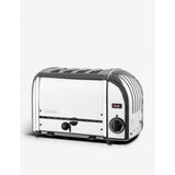 Classic four-slice toaster with stainless steel body, imported from the UK