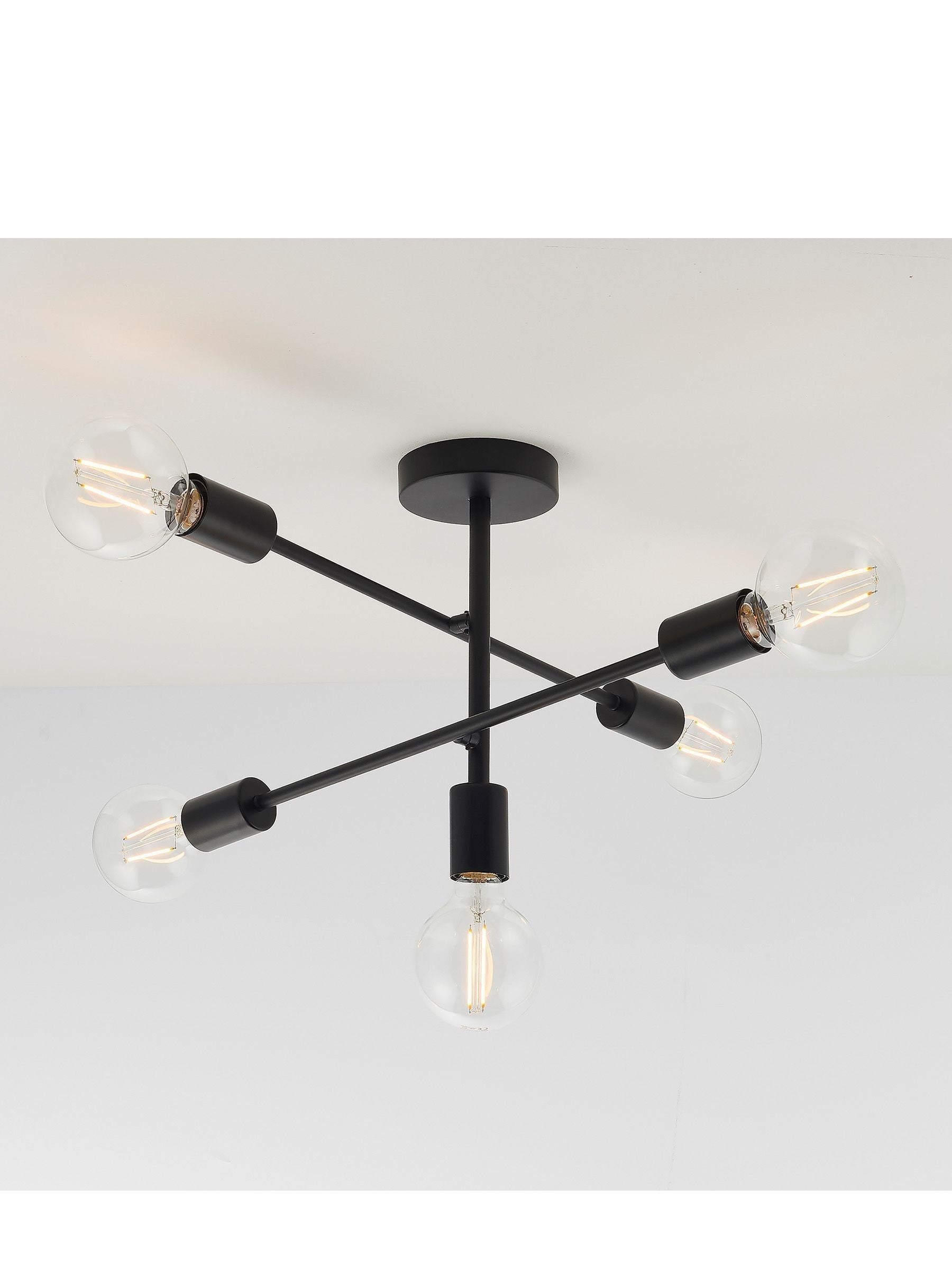 Gallery Home matt black 5-light flush ceiling light, UK version