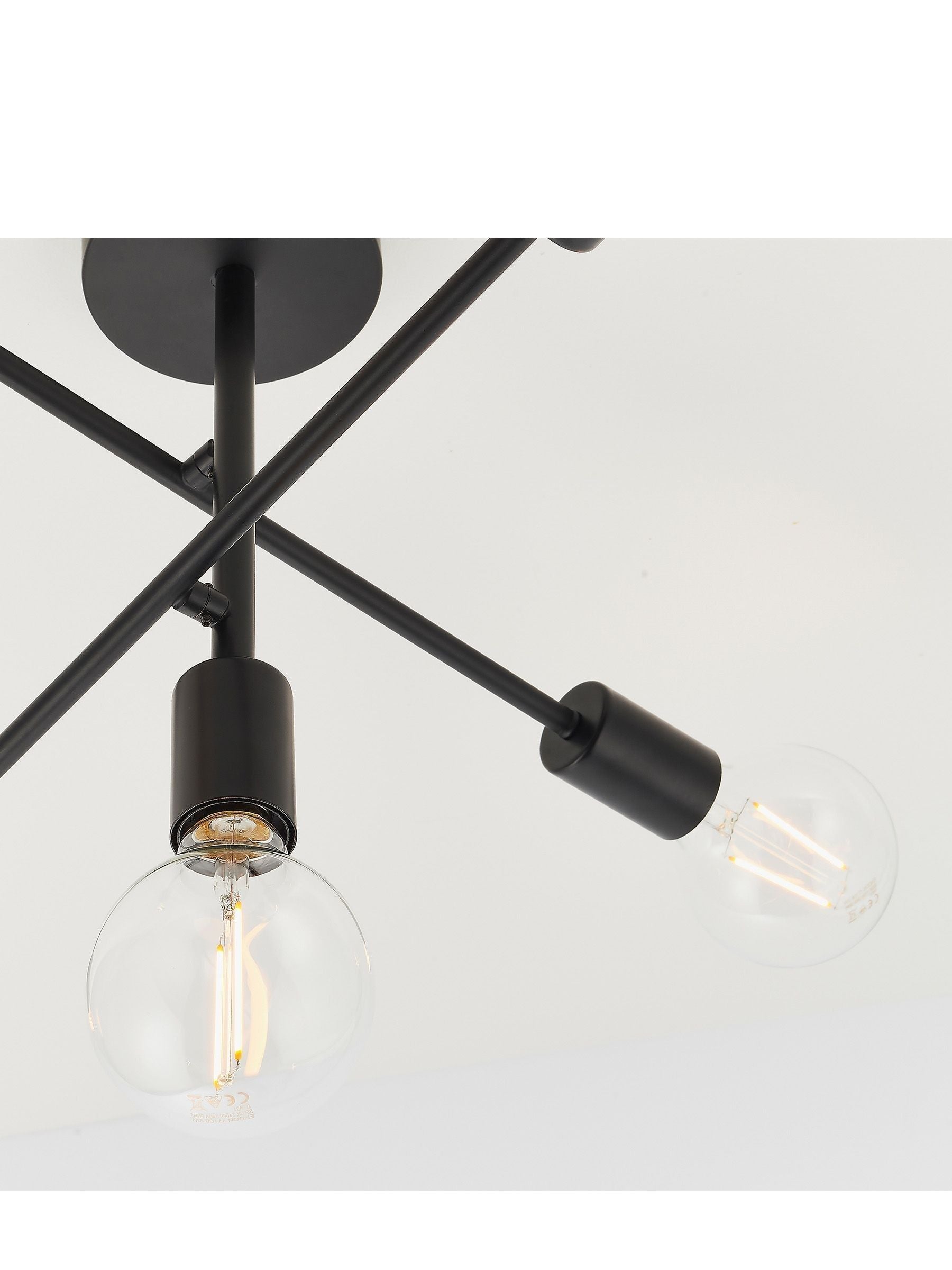 Gallery Home matt black 5-light flush ceiling light, UK version