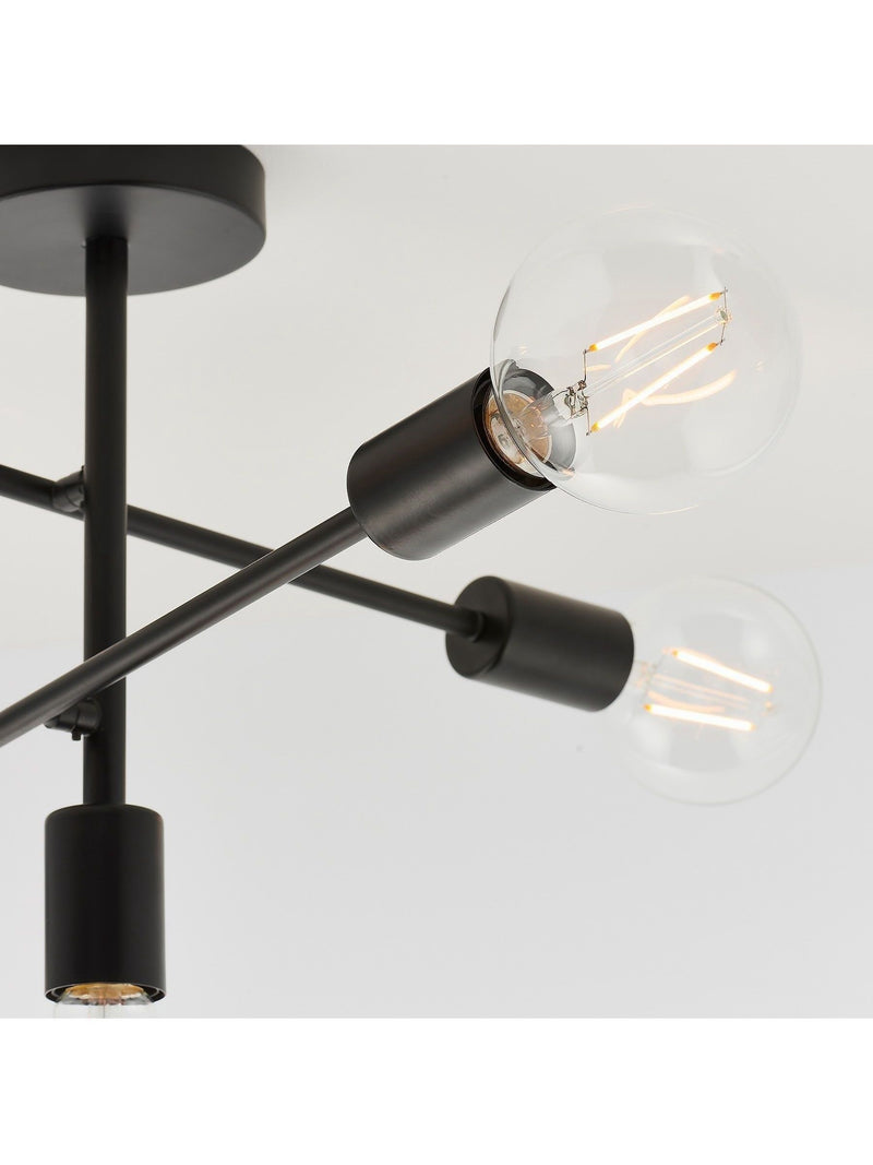 Gallery Home matt black 5-light flush ceiling light, UK version