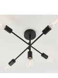 Gallery Home matt black 5-light flush ceiling light, UK version