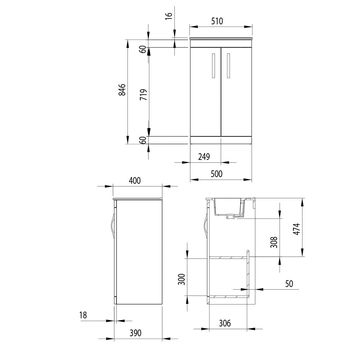 Tavistock Vesta vanity unit 51cm white - British product