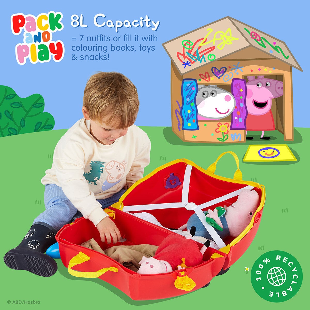 Trunki Peppa Pig Party Bus ride on case 1.7kg - British product
