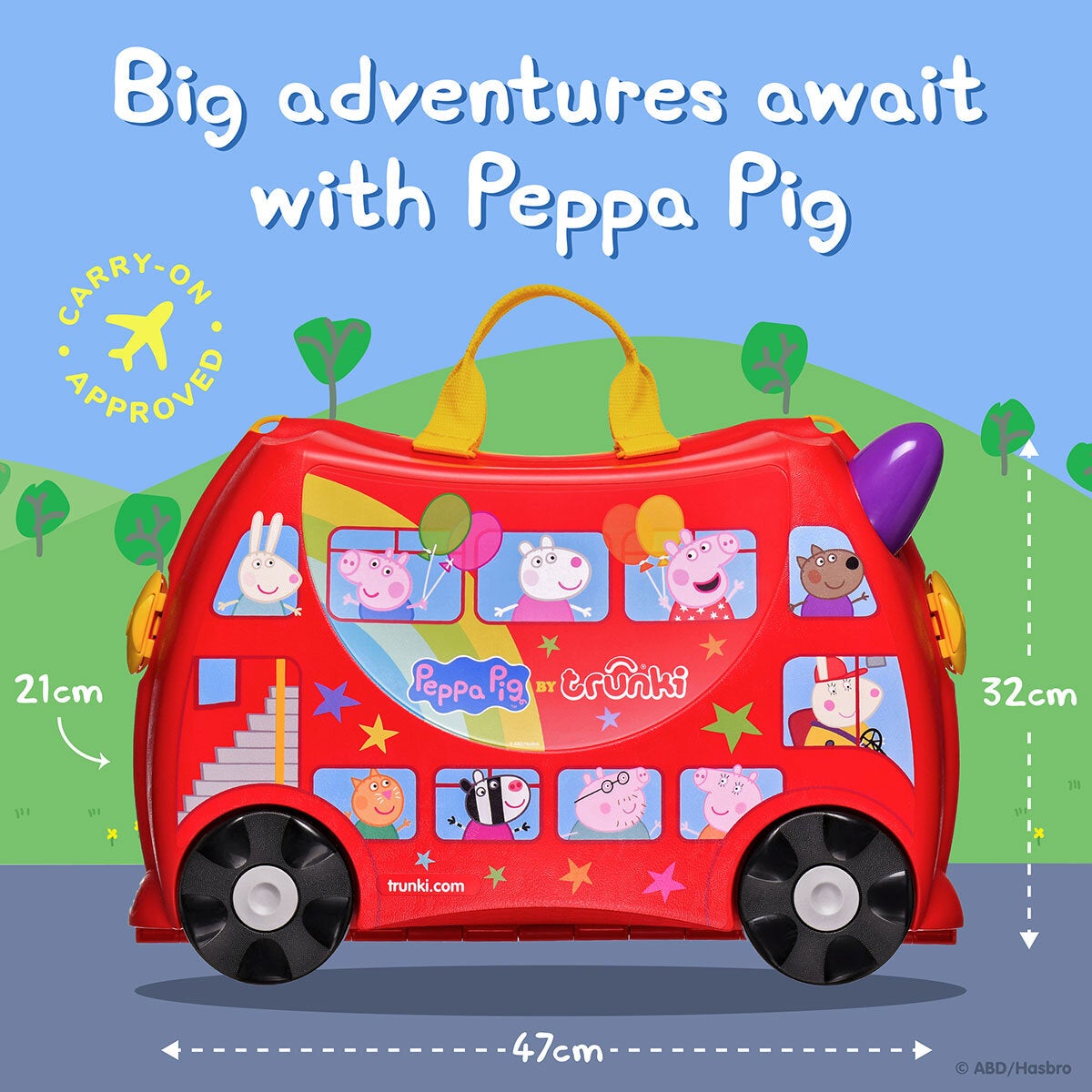 Trunki Peppa Pig Party Bus ride on case 1.7kg - British product