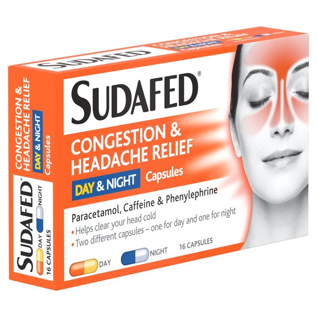 Sudafed Congestion Headache Relief Day & Night Capsules   16 per pack GOODS M&S   