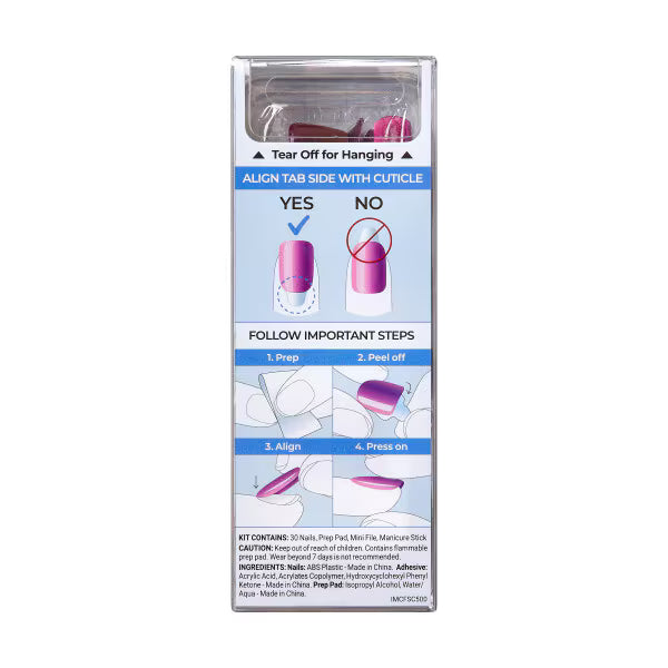 Kiss press on nails pink short squoval 33ct, imported from the UK