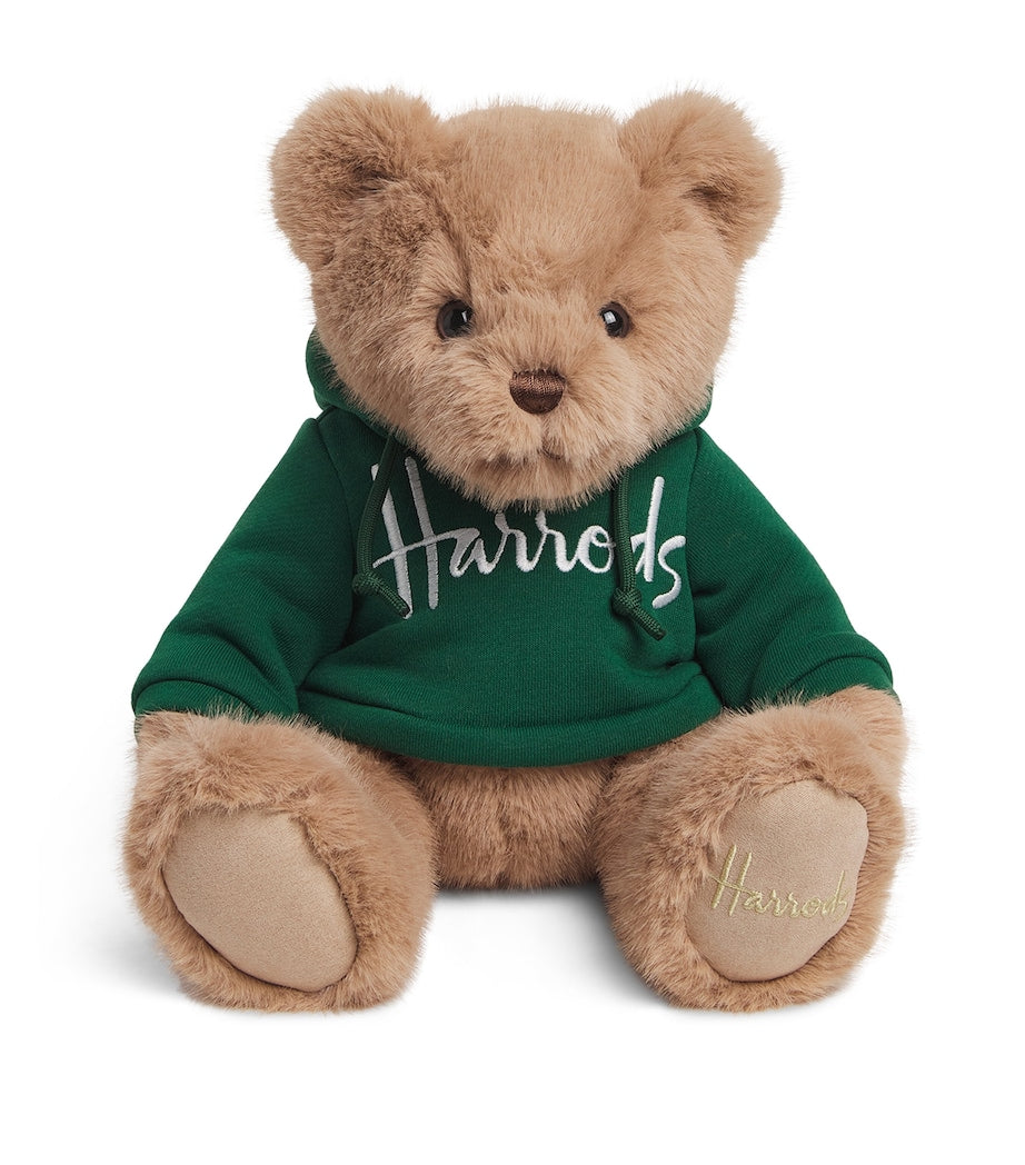 Harrods Henry Bear honey-hued soft toy with removable hoodie 25.5cm, UK version