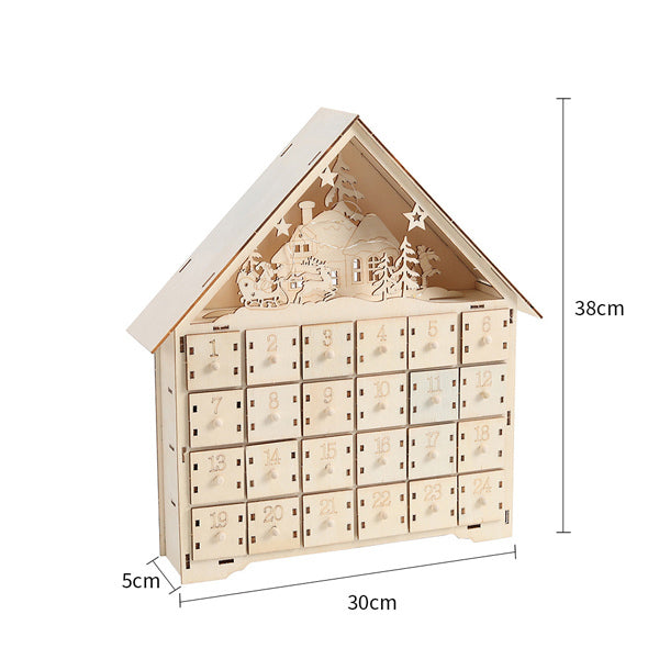 Livingandhome wooden Christmas advent calendar with LED lights - British product