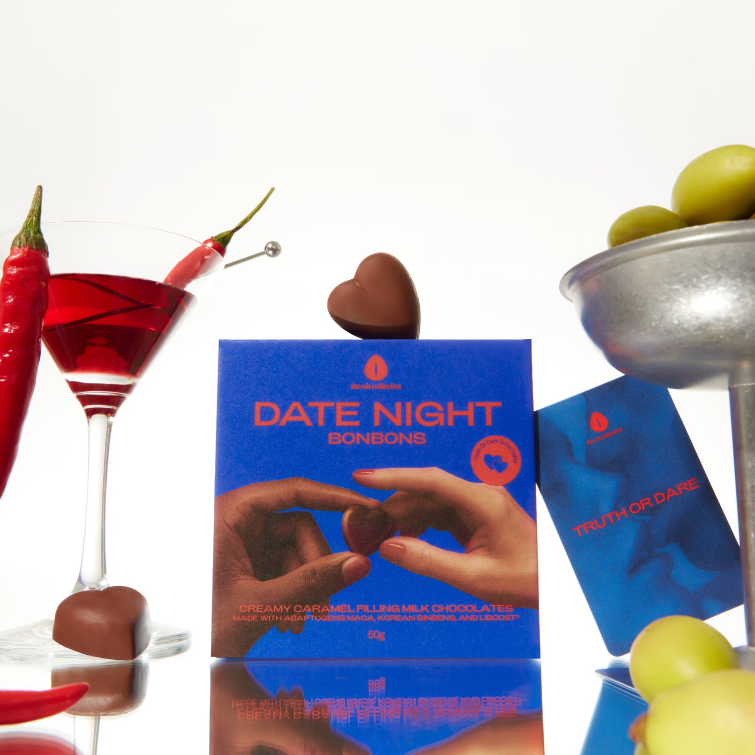 The Oh Collective date night bonbons milk chocolate 50g, imported from the UK