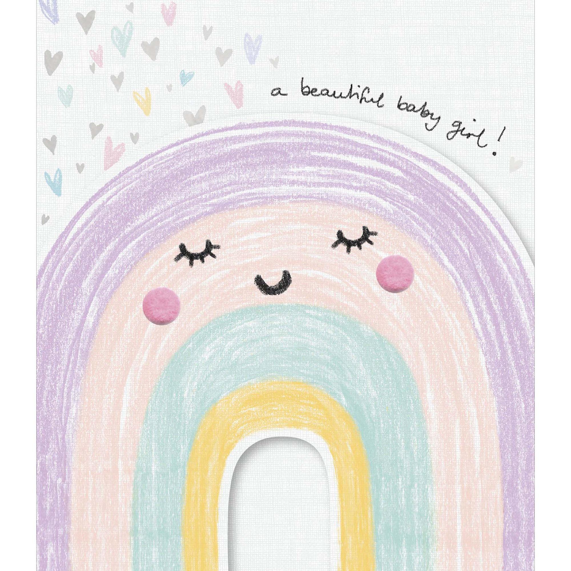 Sainsbury's Baby Girl Congratulations Card with Cute Rainbow Greeting Card GOODS Sainsburys   