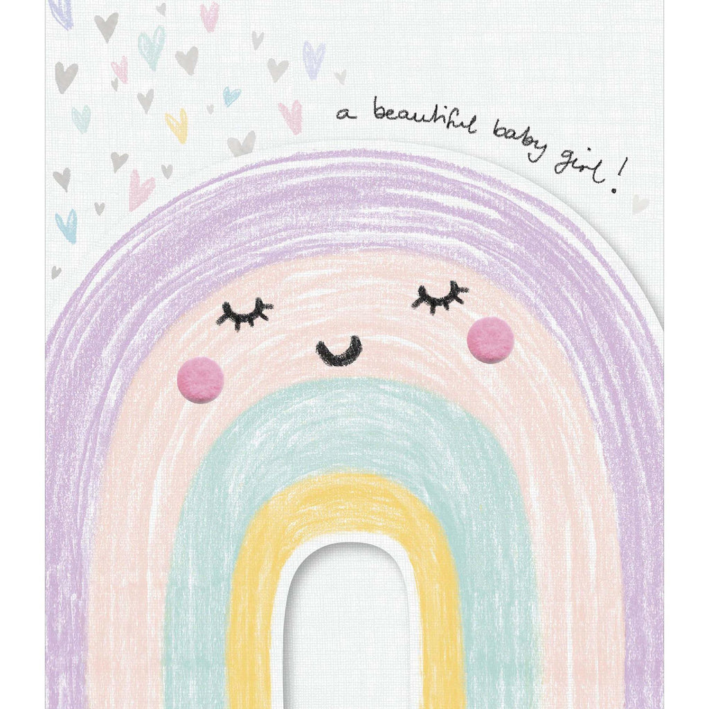 Sainsbury's Baby Girl Congratulations Card with Cute Rainbow Greeting Card