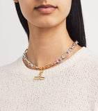 Tilly Sveaas medium sterling silver T-bar clipt necklace (British brand)