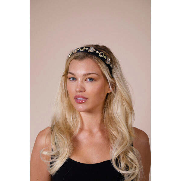 SVNX heart embellished headband in black (British brand)