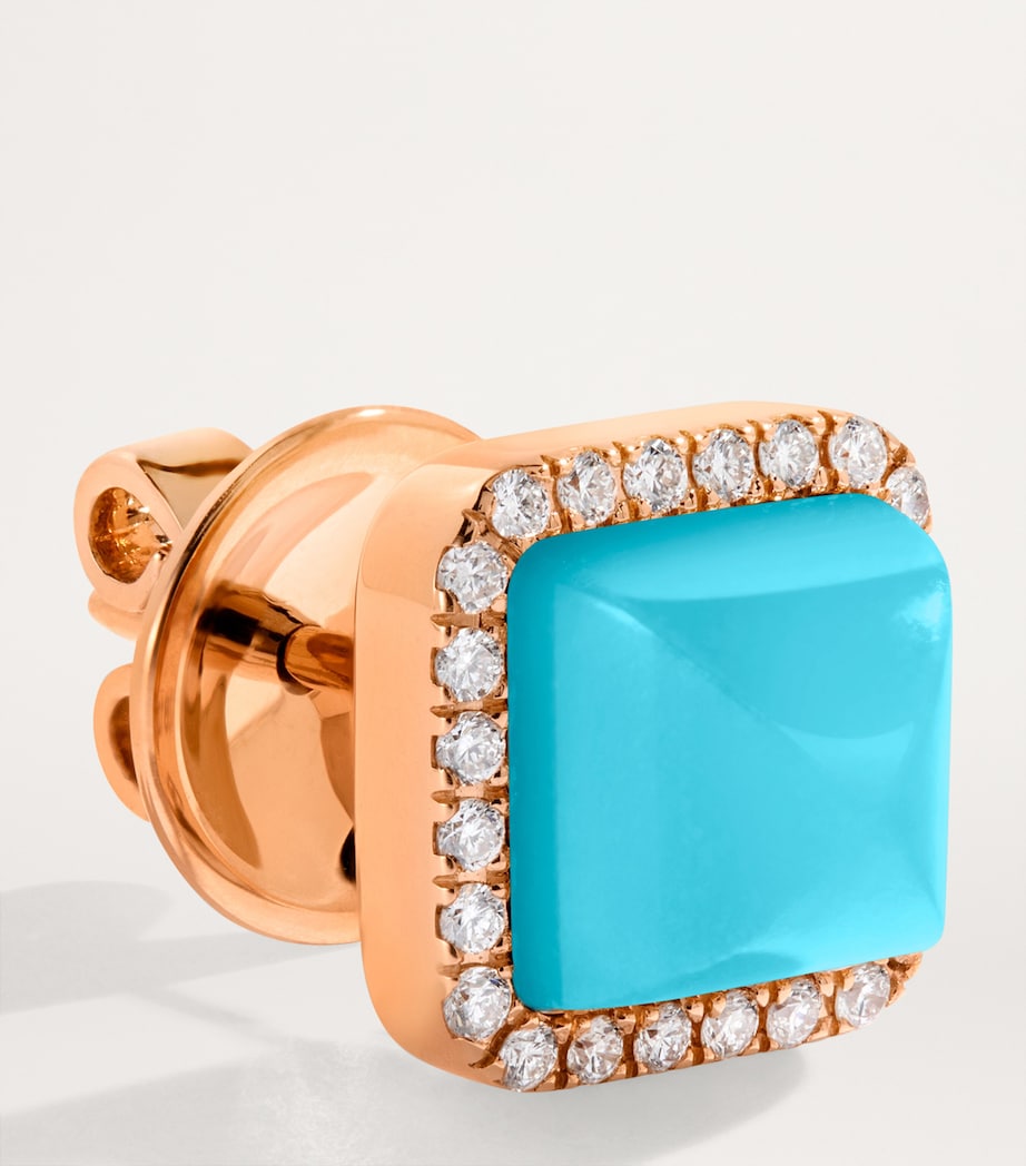 MARLI New York rose gold diamond turquoise stud earrings - British product