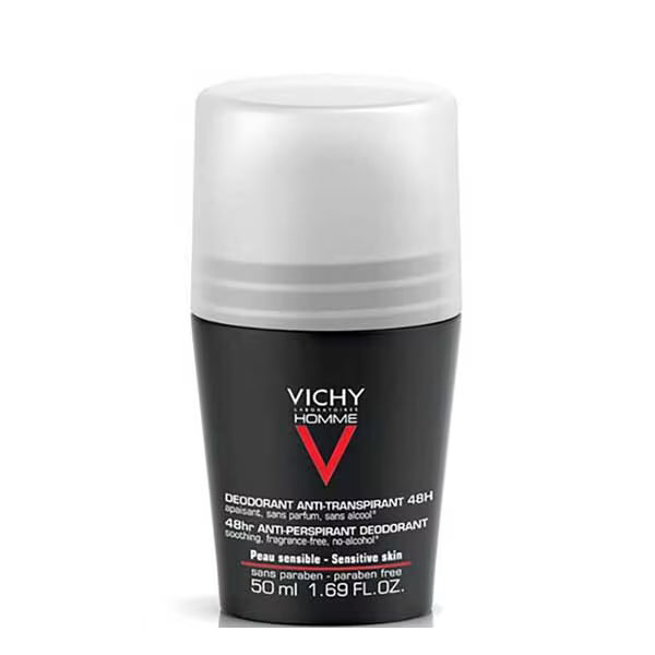 Vichy Homme deodorant roll-on sensitive skin 50ml (British brand)
