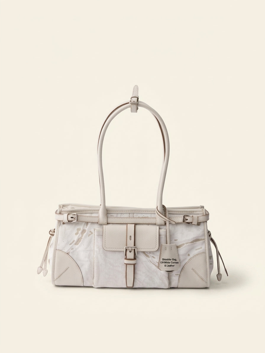Prada Medium Bonnie linen and leather shoulder bag (British brand)