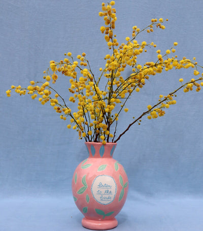 Harrods Hand-Painted Ceramic Vase with Bird and Leaf Design 28cm- Buy online at McGrocer