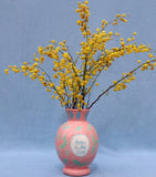 Laetitia Rouget hand-painted ceramic vase with bird and leaf design 28cm, UK version
