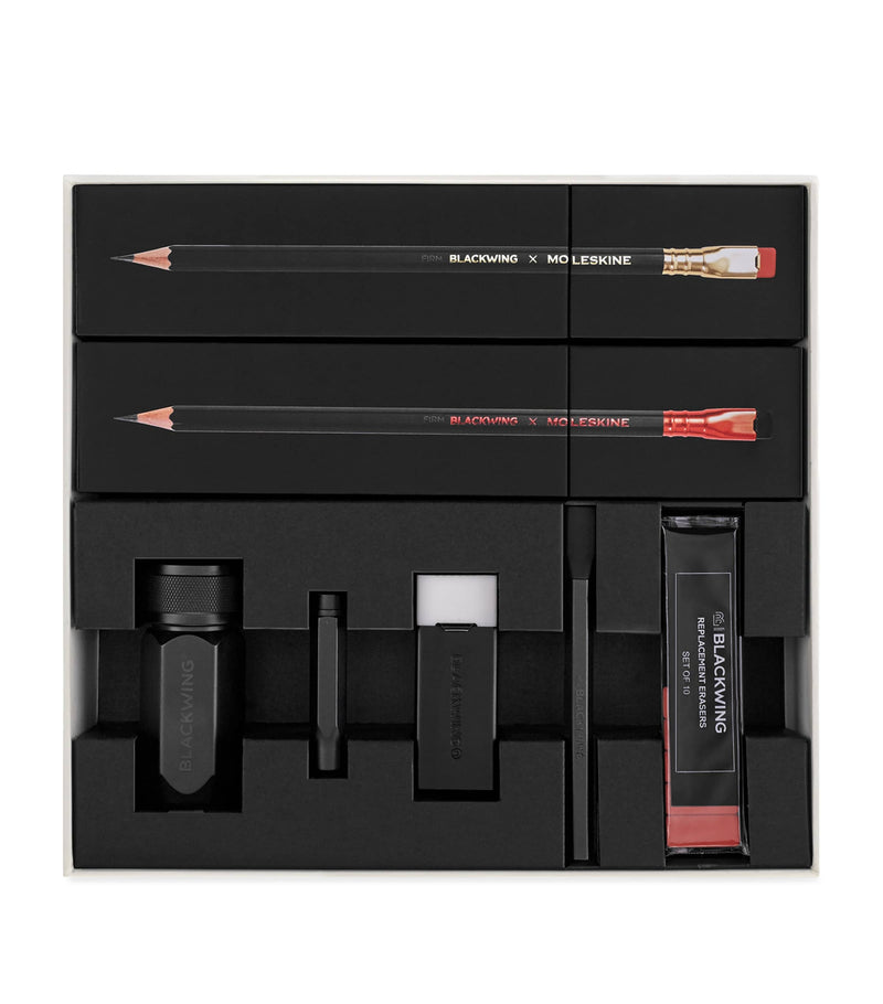 Moleskine and Blackwing graphite pencil set with 24 pencils and accessories, imported from the UK