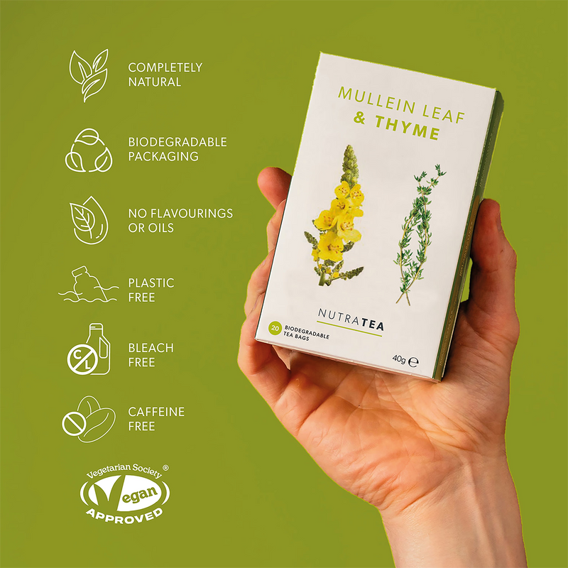 Mullein Leaf & Thyme Herbal Tea 20 tea bags, imported from the UK
