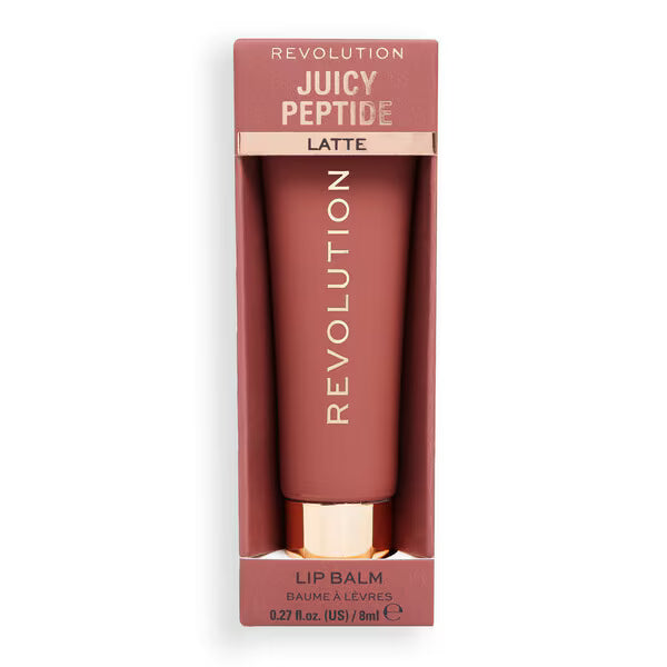 Revolution Juicy Peptide Lip Balm Nude Latte, imported from the UK