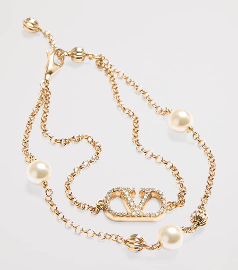 Valentino Garavani VLogo bracelet faux pearls Swarovski crystals, imported from the UK