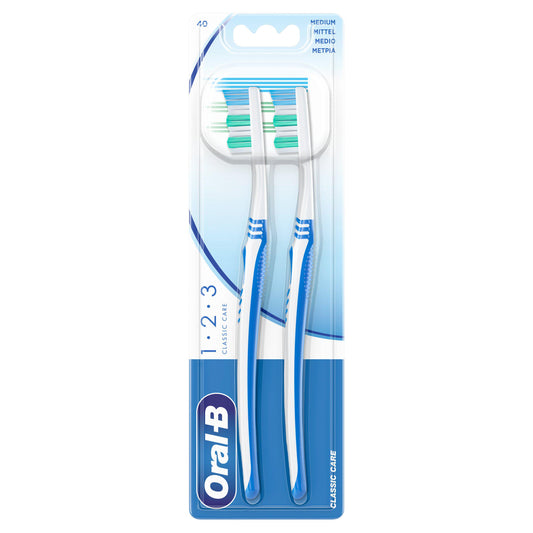 Oral-B 123 Classic Care Medium Manual Toothbrush x2 Toothbrushes Sainsburys   