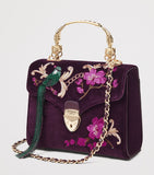 Aspinal of London handbag velvet floral embroidered midi (British brand)
