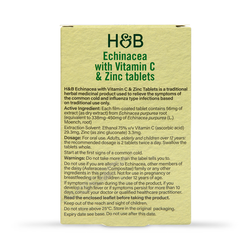 Holland & Barrett Echinacea Vitamin C Zinc Tablets 60 - British product
