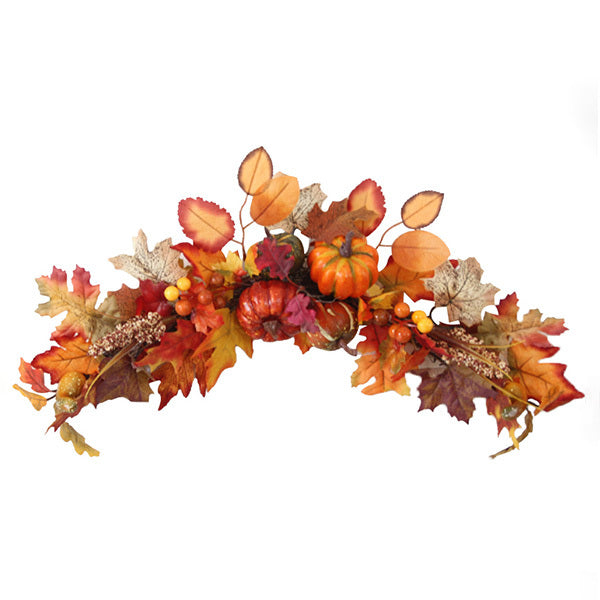 Livingandhome artificial maple leaves swag orange 60cm, imported from the UK