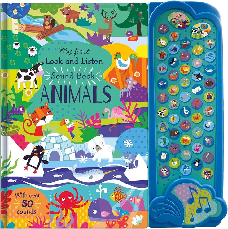 Interactive sound book with 50 buttons for children - British product