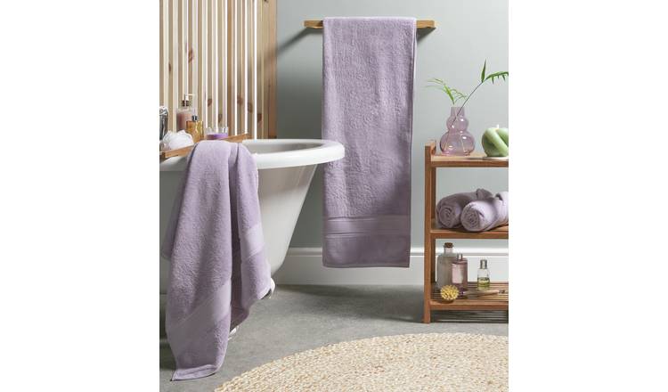 Habitat cotton supersoft hand towel lilac 90x50cm 2 pack, imported from the UK