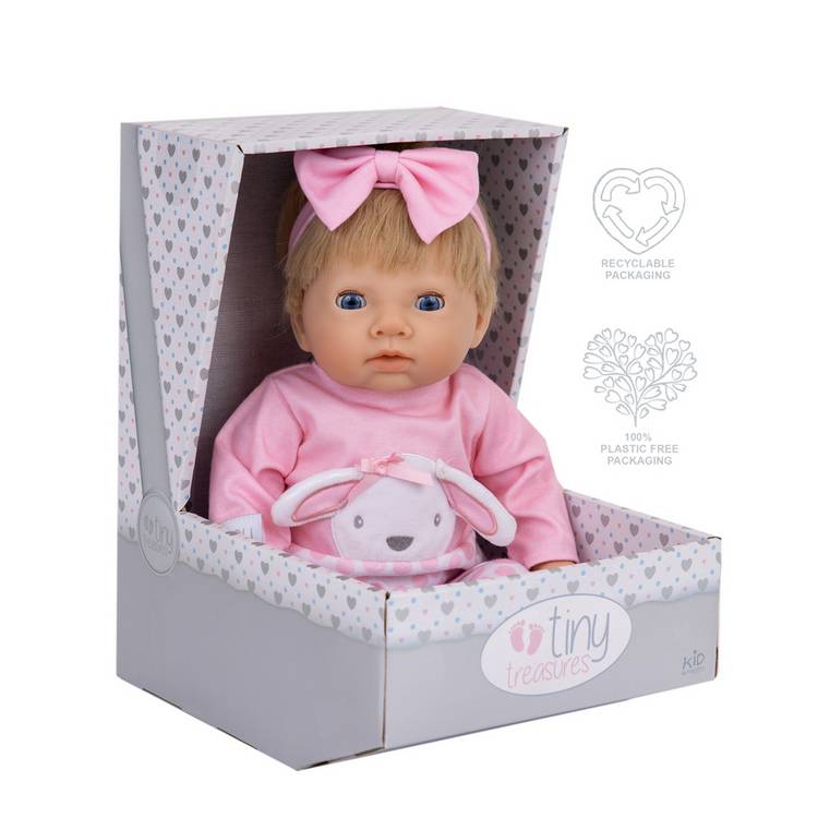 Tiny Treasures baby doll in pink bunny outfit imported from the UK