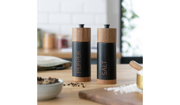Habitat salt and pepper mill set black 16.4cm, UK version