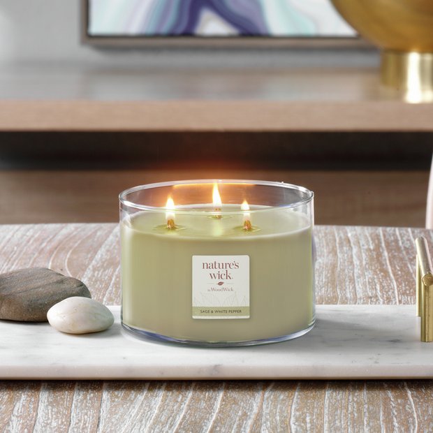 Natures Wick large multiwick candle sage and white pepper, imported from the UK