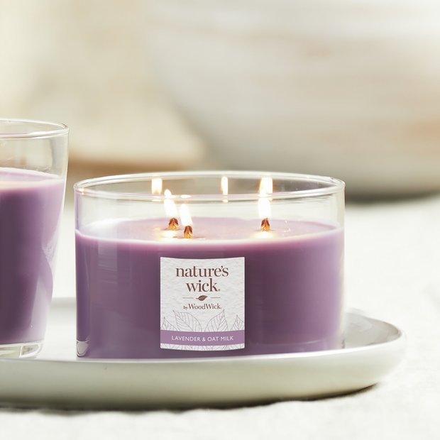 Nature's Wick multiwick candle lavender oat milk, imported from the UK