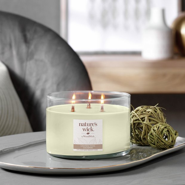 Nature's Wick Cashmere Wool multiwick candle 12.2cm UK version
