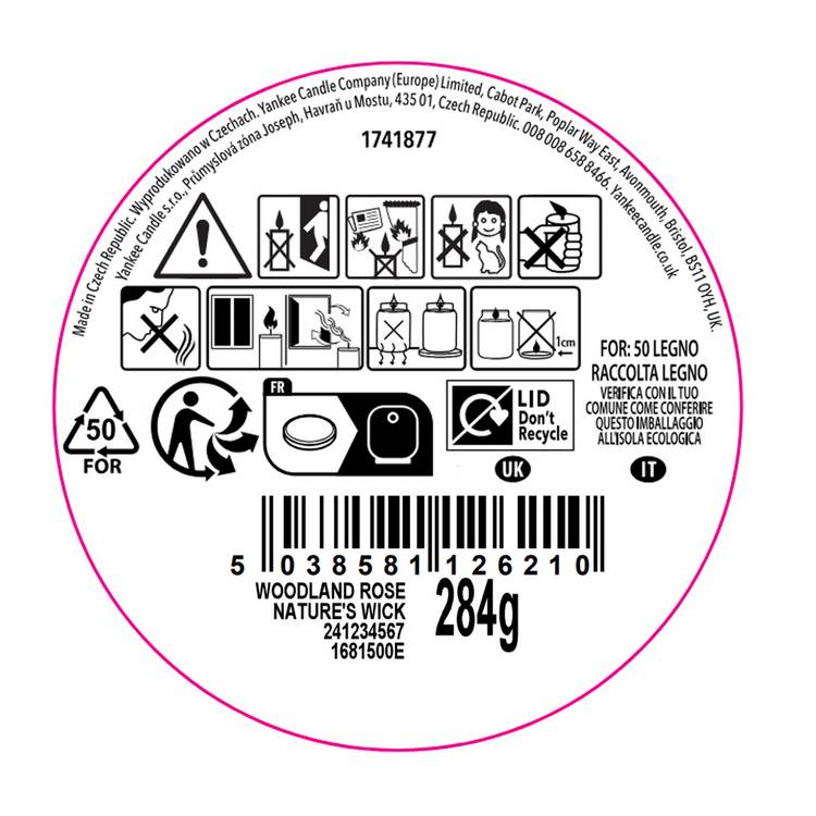 Nature's Wick Woodland Rose candle 11.3cm, UK version