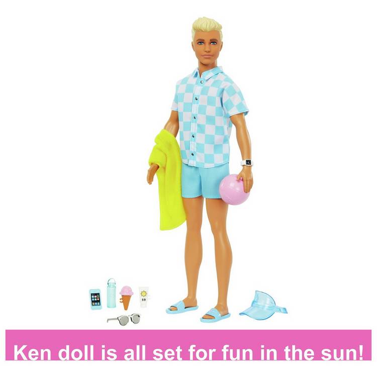 Barbie Ken doll with swim trunks and beach accessories 12 inches, UK version