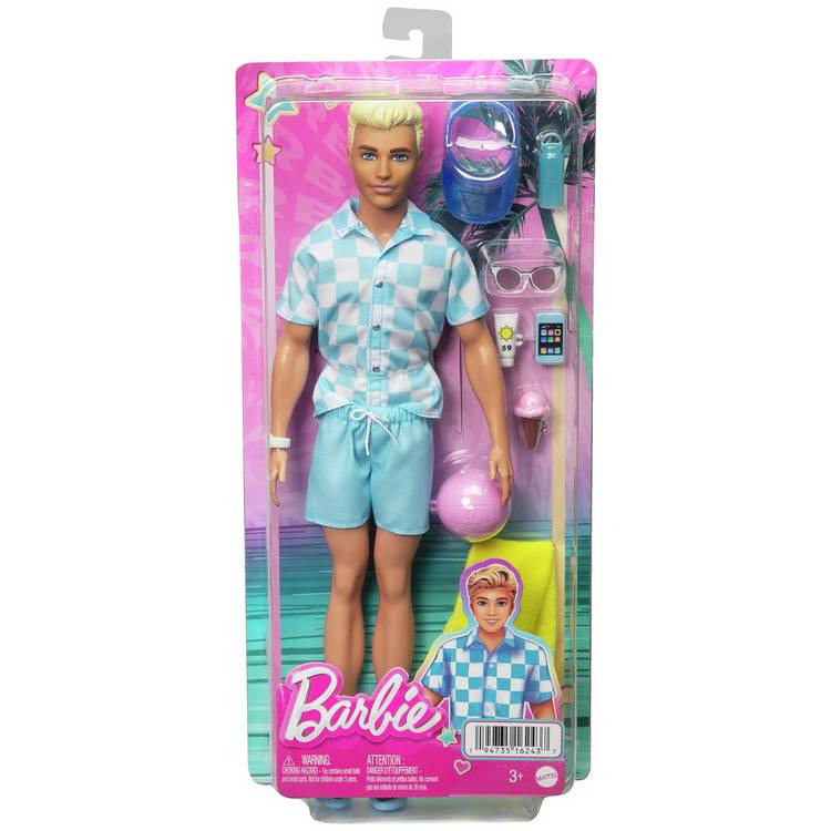 Barbie Ken doll with swim trunks and beach accessories 12 inches, UK version