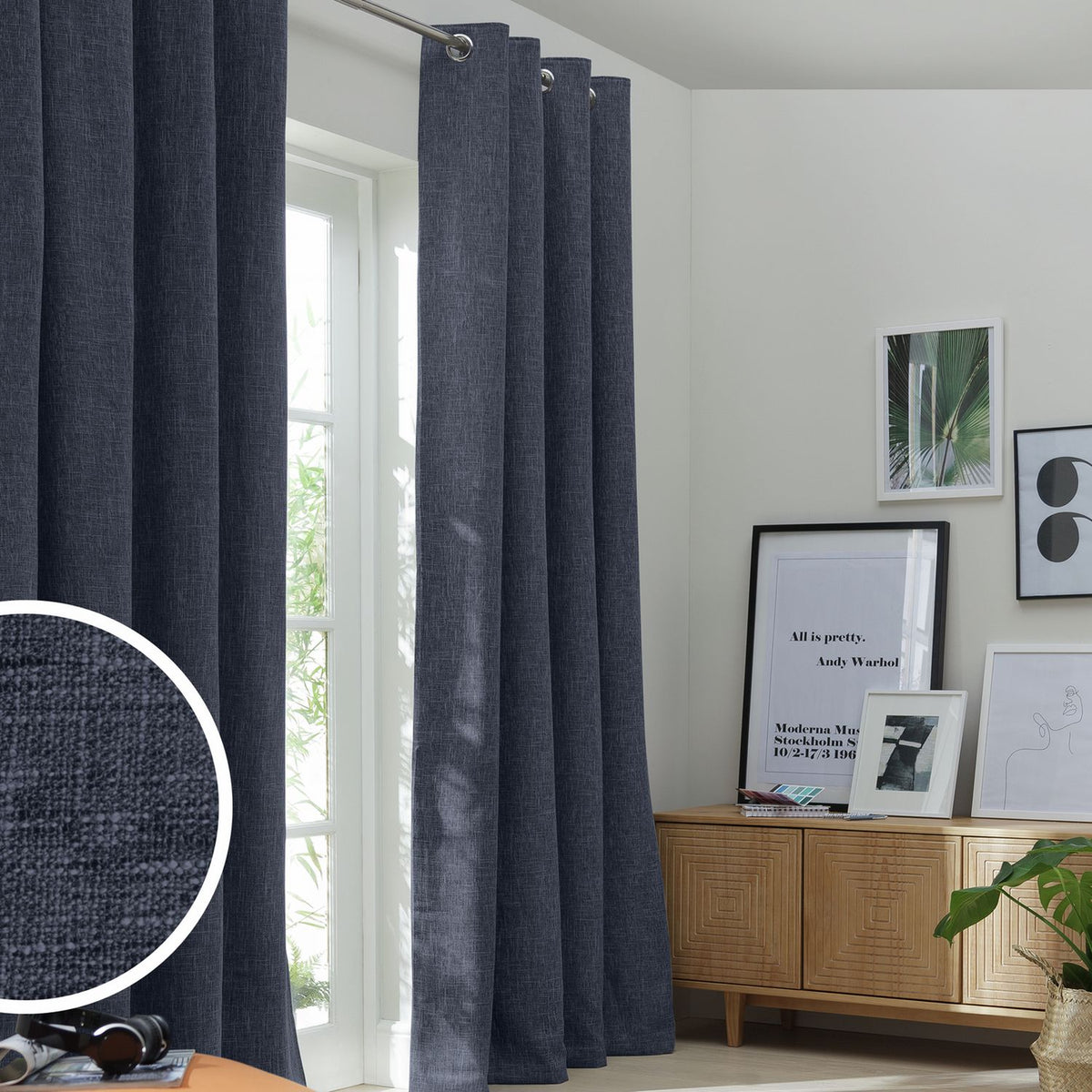 Habitat blackout eyelet curtains navy 117x137cm, UK version