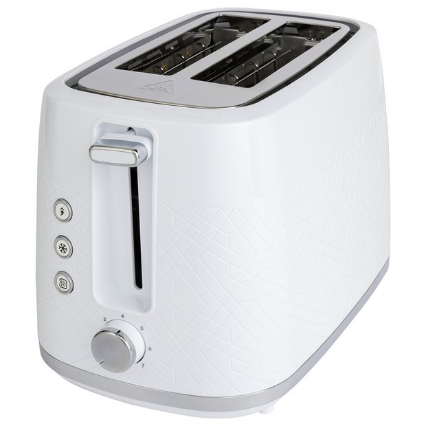 Cookworks white 2-slice toaster with plastic exterior - British product