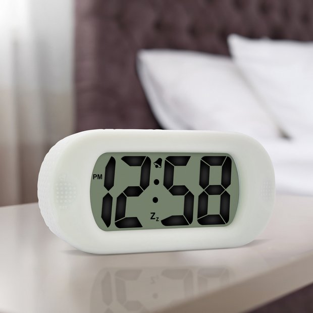 Acctim silicone digital LCD alarm clock white - British product