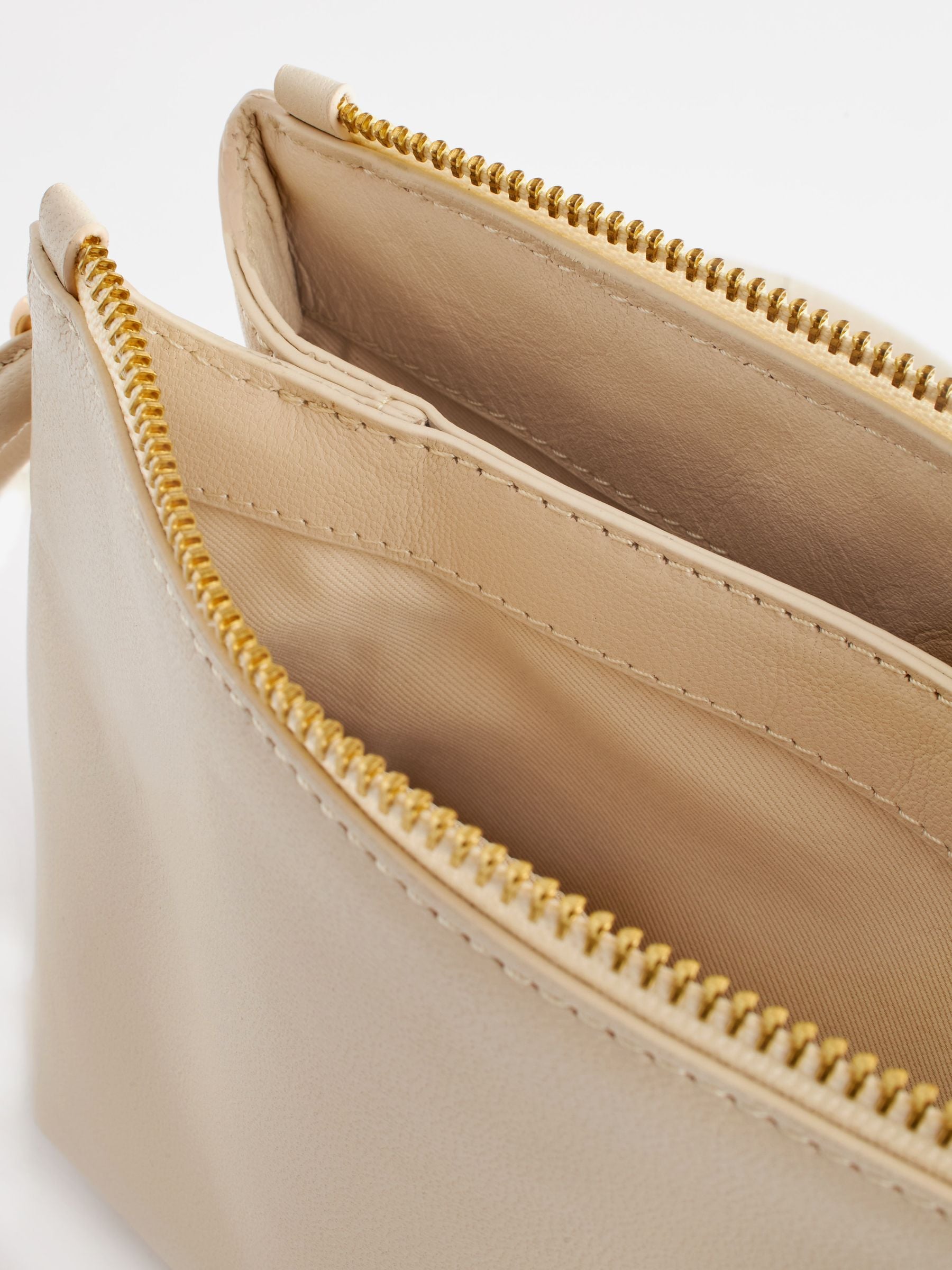Small bone cream leather cross body bag - British product